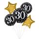 Premium Sparkling Celebration 30th Birthday Foil Balloon Bouquet with Balloon Weight, 13pc